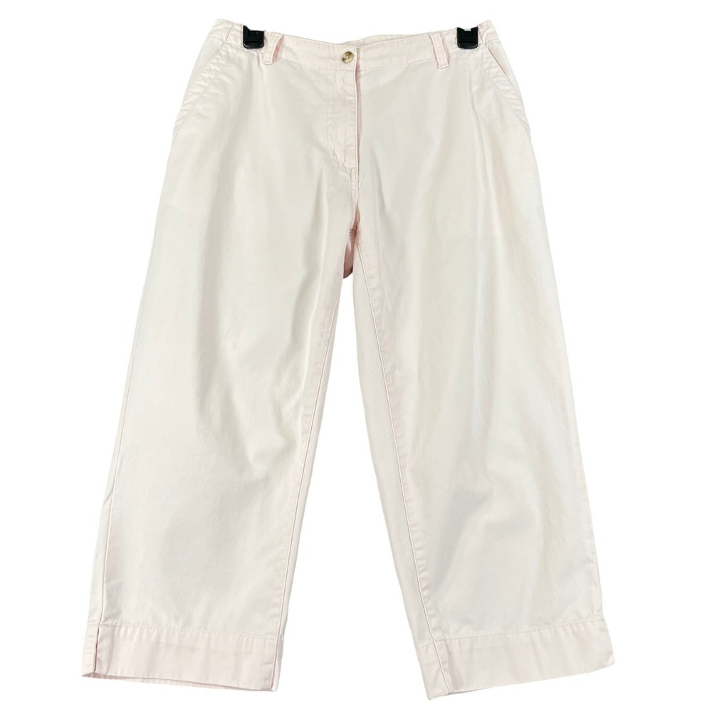 L.L. Bean Crop‎ Pants Women 8P Pink Cotton Wide Leg Casual Summer Wear
